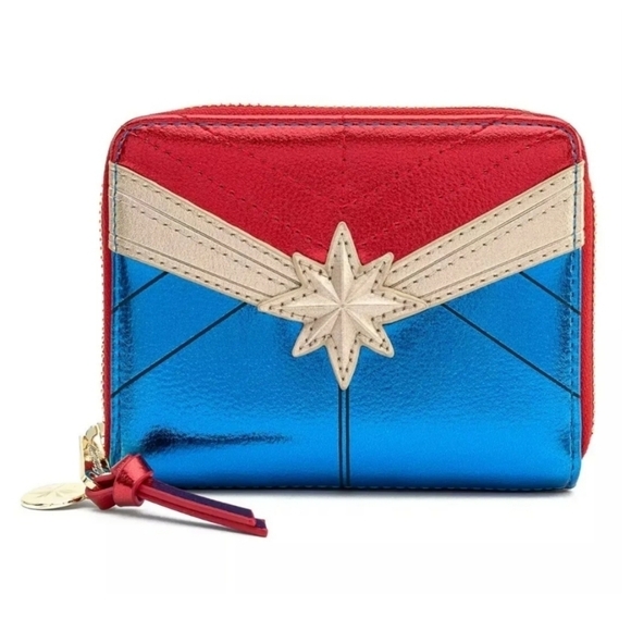 Loungefly Captain Marvel Classic Metallic Zip Around Wallet - Picture 1 of 8